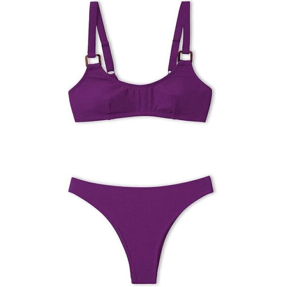 Cupshe Womens Square Ring Tank Pink Bikini‎ Swimsuit  Adjustable Straps  Medium - Picture 5 of 7